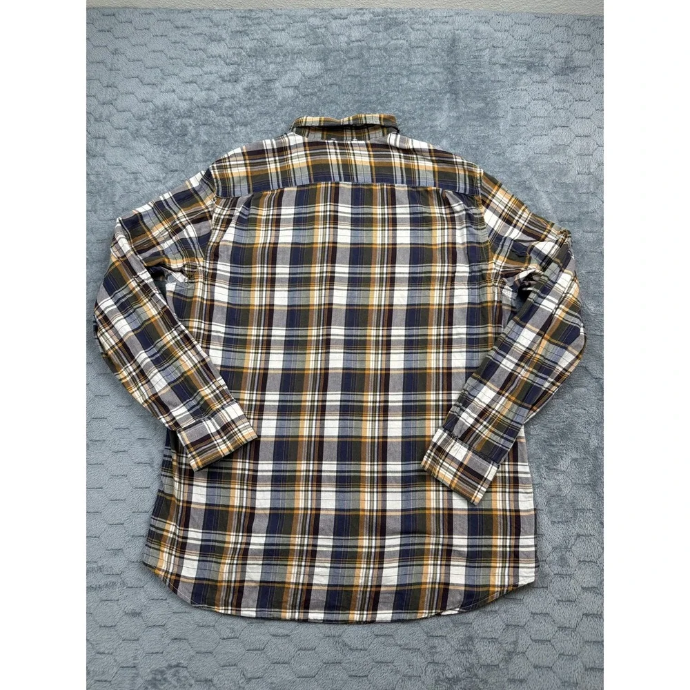 Banana Republic Shirt Mens Large Plaid Button Down Blue Yellow Long Sleeve‎ Fall